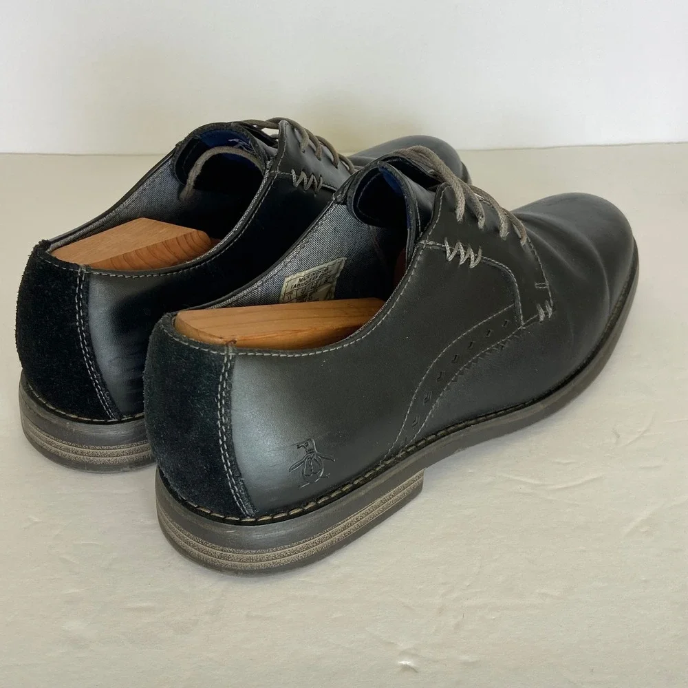 Original Penguin Walter Black Leather Oxford Dress Shoes Mens 11 OP100688W